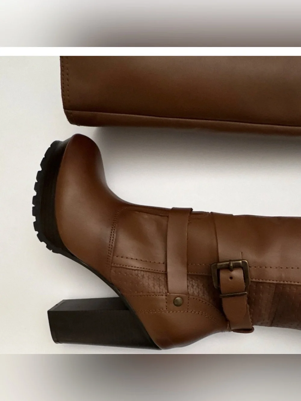 ANDREA  Chestnut Brown Knee-High Platform Boots